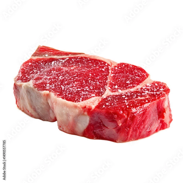 Obraz Juicy beef steak featured in high-resolution studio shot with white transparent background focusing on authentic marbling, rich surface, and delicious culinary appearance