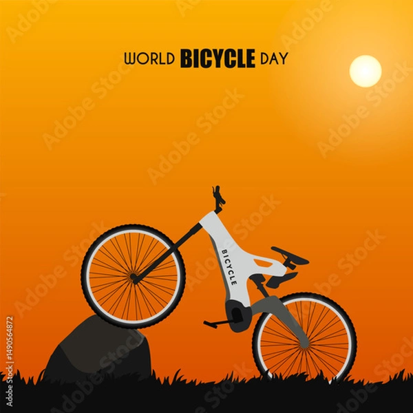 Obraz World bicycle day poster, world bicycle day vector template, June 3rd