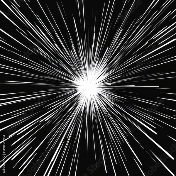 Fototapeta Abstract Explosion of Light Rays: A Monochromatic Burst of Energy