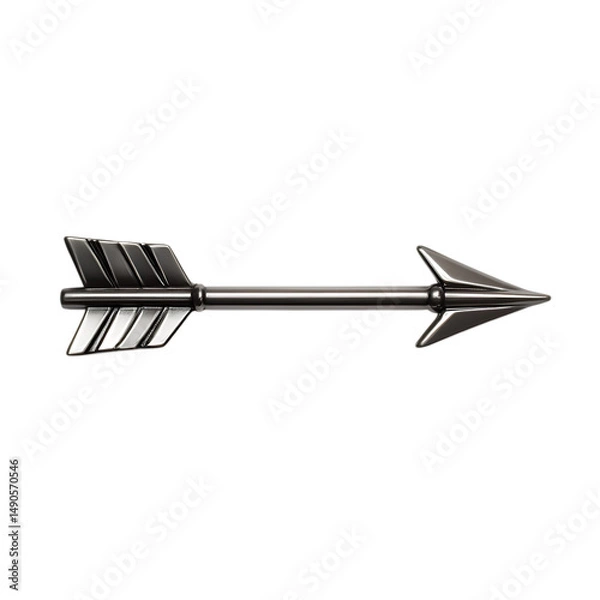 Fototapeta Sleek Arrow with a Polished Finish in Metallic Silver Isolated on Transparent Background