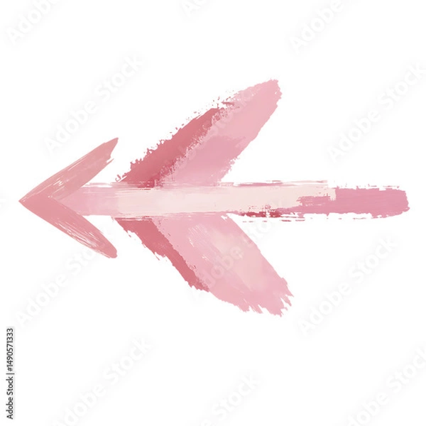 Fototapeta Artistic Arrow with Freeform Strokes in Blush Pink Isolated on Transparent Background
