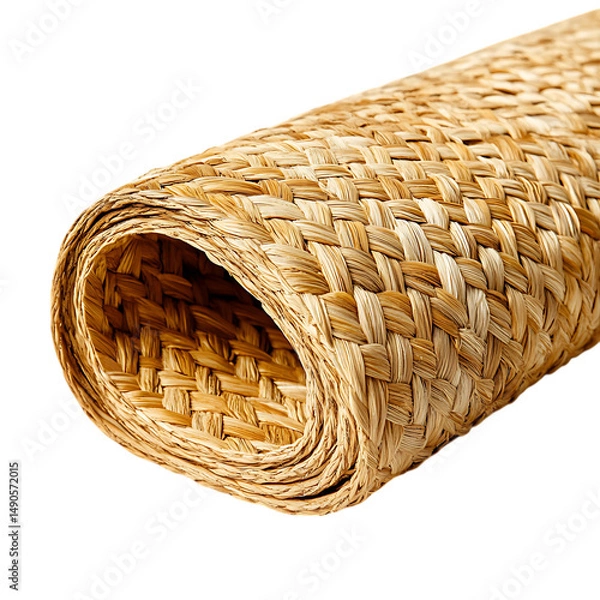 Fototapeta Elegant Minimalist Straw Beach Mat with a Classic W Isolated on Transparent Background
