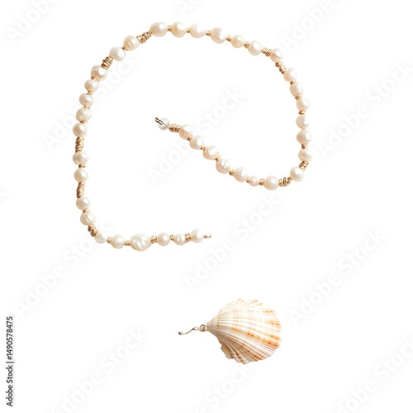 Fototapeta Elegant Minimalist Shell Necklace Featuring a Conti Isolated on Transparent Background