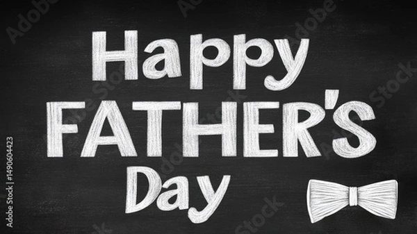 Fototapeta Father's Day Chalkboard Design, White Chalk Letters "Happy FATHER'S DAY", Retro Minimalist Style, Holiday Card Template, Corporate Event Poster, Blackboard Texture Art, Chalk Effect Typography