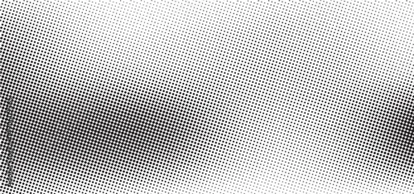 Fototapeta Abstract Halftone Wave Dot Background ,Dynamic halftone wave pattern in black and white, featuring abstract flowing dots that create a stylish motion effect. Ideal for tech, retro, or graphic backdrop