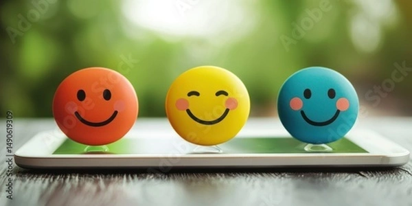 Fototapeta Tablet app used for client digital satisfaction monitoring Stock photo