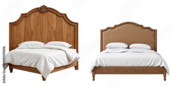 Obraz Elegant wooden bed designs with soft bedding for stylish bedrooms
