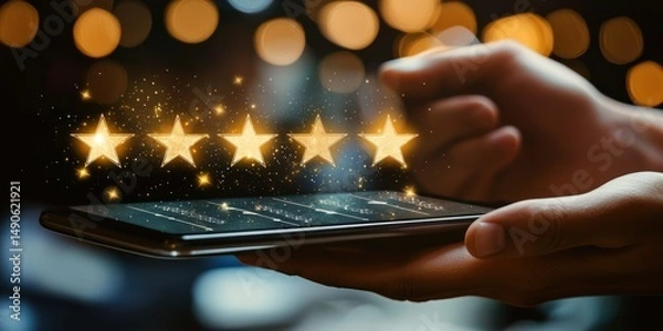 Fototapeta Tablet interface with rating selector and visual indicators Stock photo