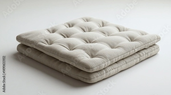 Fototapeta Square beige cushion, stacked