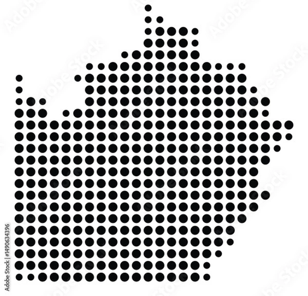 Fototapeta Symbol Map Of the County Saline (Missouri, US) showing the County with a few black dots