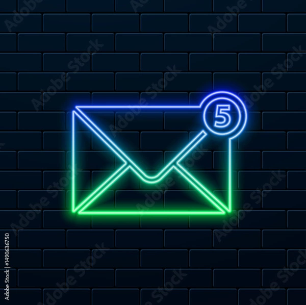 Obraz email warning concept. neon style. spam envelope. alert message notification. danger error alerts. stop spam vector illustration. virus problem.