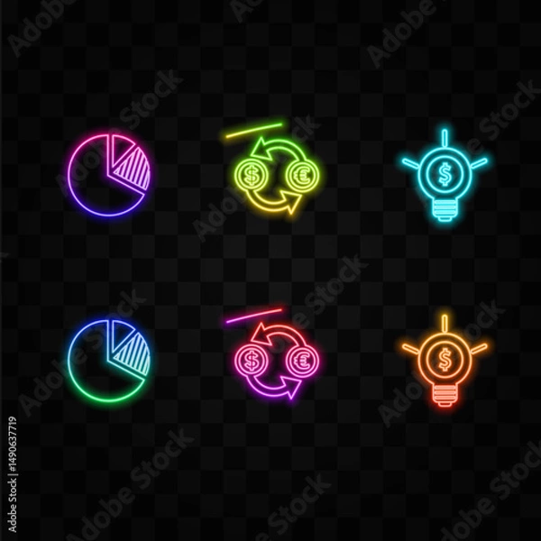 Obraz currency exchange rates. neobusiness pie chart. neon style. currency exchange rates line