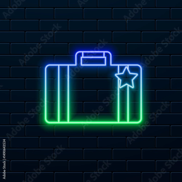 Obraz work bag icon. neon style. business bag. portfolio folder documents isolated icon vector illustration