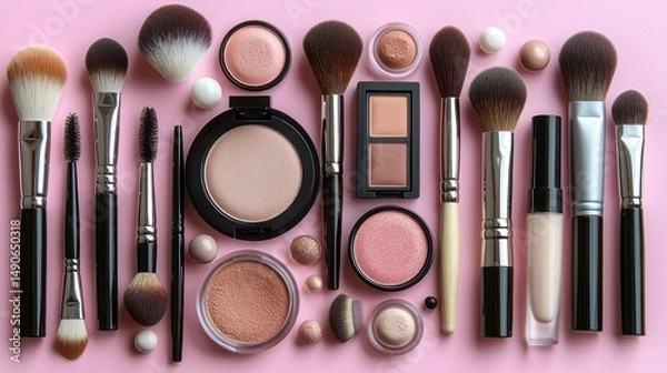 Obraz Makeup products and tools display