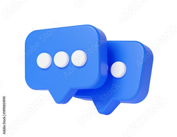 Fototapeta two blue speech bubbles with white dots isolated on a transparent background