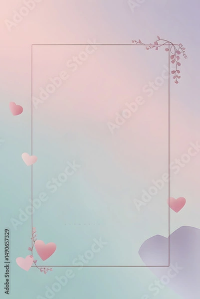 Fototapeta Elegant Dil Ke Raaz Script with Hearts and Floral Accents in a Framed Pastel Design