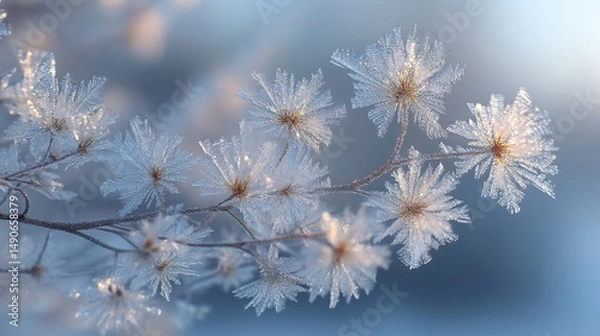 Obraz Intricate Frost Patterns with Lace-like Designs on Window Evoking Winters Delicate Beauty and Seasonal Serenity
