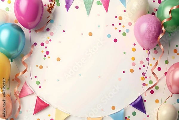 Obraz Stylish birthday card design with golden elements and festive balloons ideal for invitations and social media