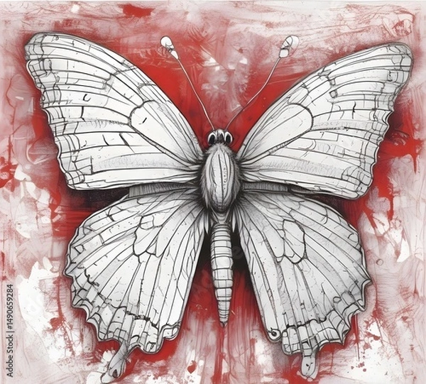 Fototapeta butterfly on a red background