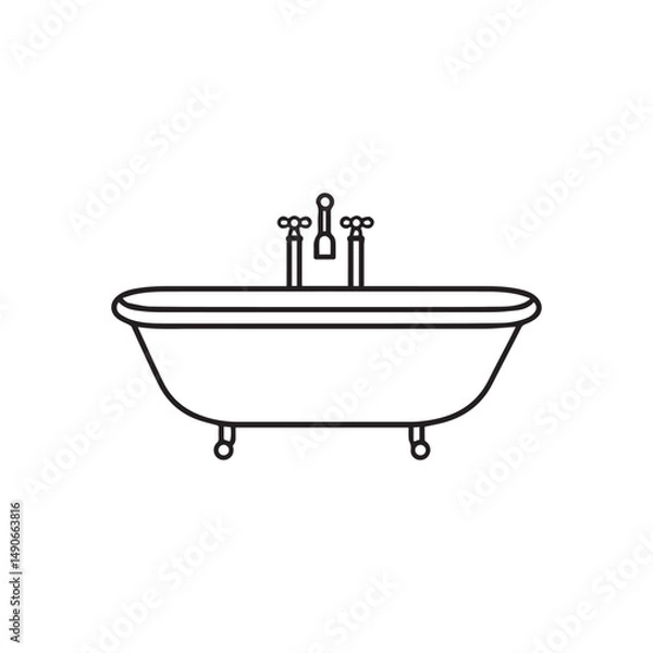 Fototapeta Printbathtub and baby bath icon isolated on white background in flat vector style