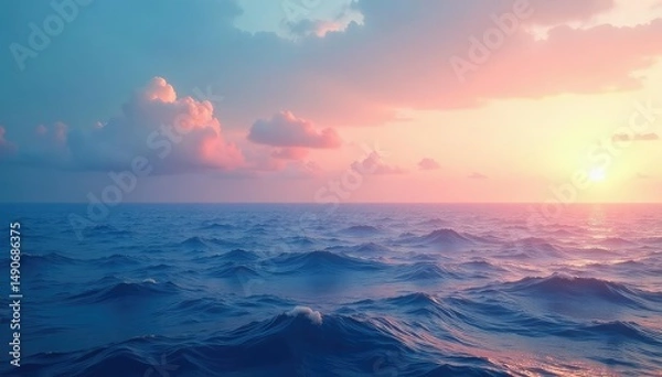 Fototapeta Subtle gradient sky to deep ocean seamlessly looping , blue, panorama, ambient