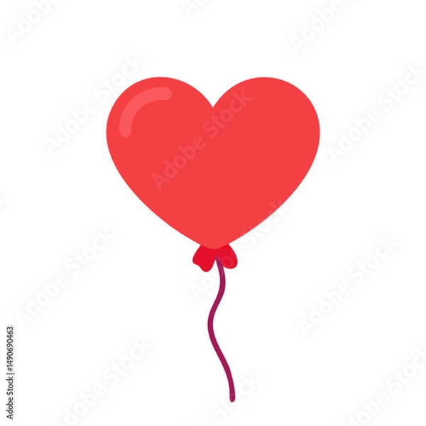 Fototapeta red heart balloon icon, red heart balloon vector illustration-simple illustration of red heart balloon, perfect for red heart balloon logos and icons