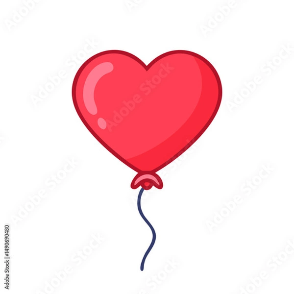 Fototapeta red heart balloon icon, red heart balloon vector illustration-simple illustration of red heart balloon, perfect for red heart balloon logos and icons