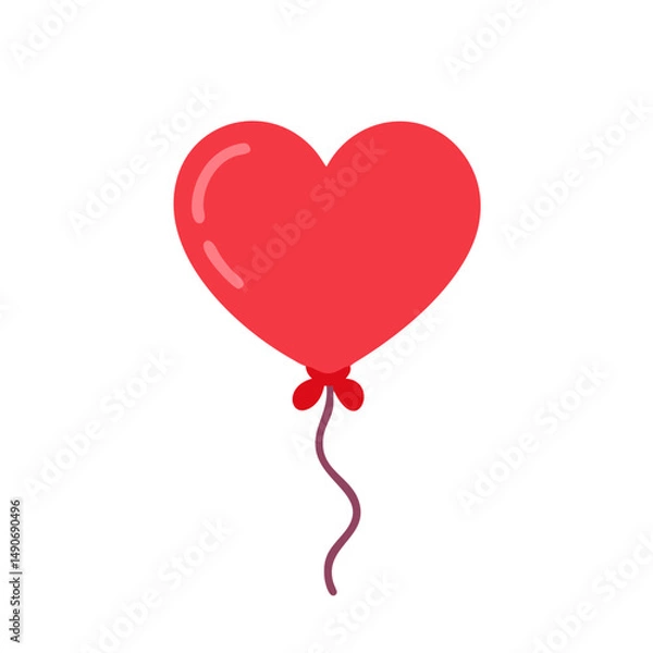 Fototapeta red heart balloon icon, red heart balloon vector illustration-simple illustration of red heart balloon, perfect for red heart balloon logos and icons