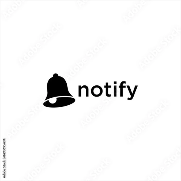 Obraz Notify Bell Icon Logo. Modern Blue and Black Alert Symbol for Mobile App, Notification, Reminder, Alarm, Security, and Call. Simple Vector Design for Attention, Warning, and Ringtone Template