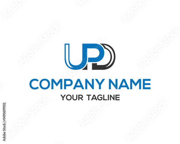 Fototapeta Elegant UPD initial letter logo design with blue and black colors vector template design