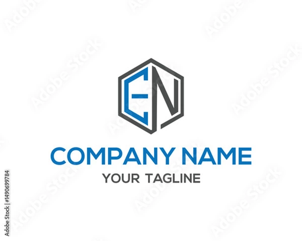 Fototapeta Modern EN initial monogram logo hexagon shape geometric design vector template for company