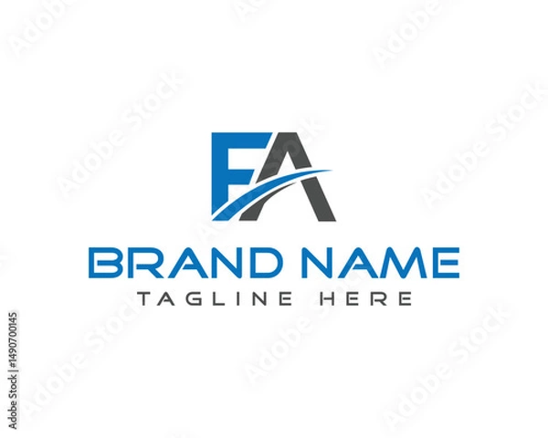 Fototapeta FA initial letter logo with swoosh design minimalist style vector template brand identity