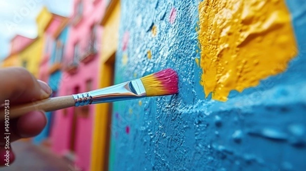 Fototapeta Colorful mural painting in progress