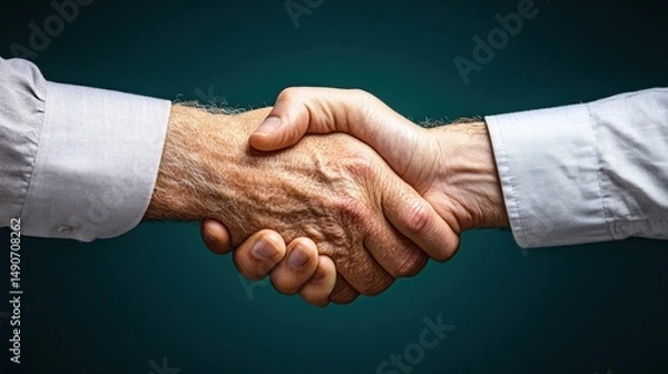 Fototapeta Two hands shaking in a business agreement
