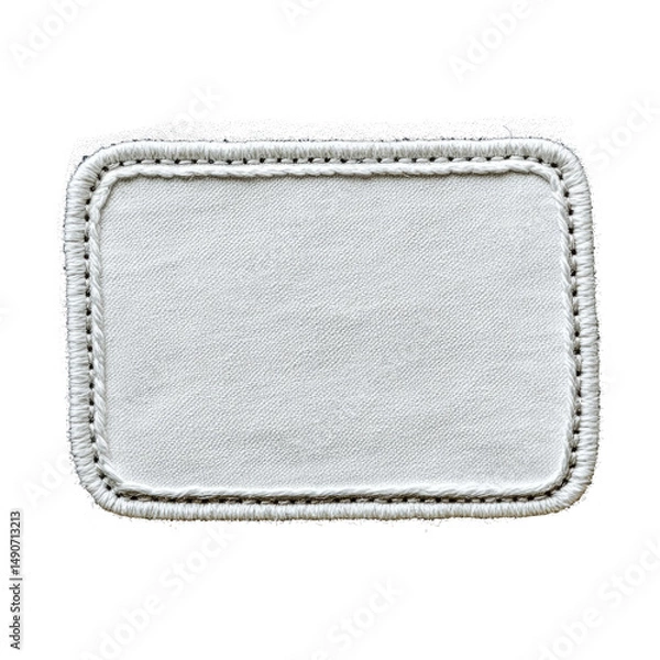 Obraz Blank White Fabric Patch with Stitched Border Rectangular