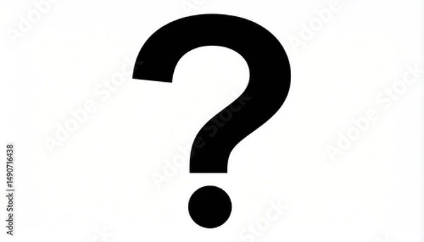 Fototapeta Black question mark with white background.