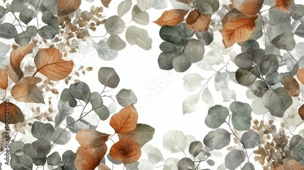 Obraz Autumnal eucalyptus leaves pattern