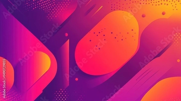 Obraz Abstract background with geometric shapes and gradient colors. Modern design with rounded elements and halftone patterns for creative concepts and graphic design projects.