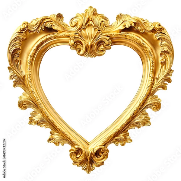 Fototapeta Ornate Golden Heart-Shaped Frame for Valentine's Day or Romantic Design