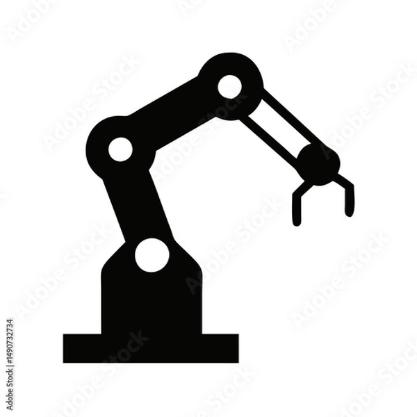 Obraz Industrial Robotic Arm Silhouette Icon