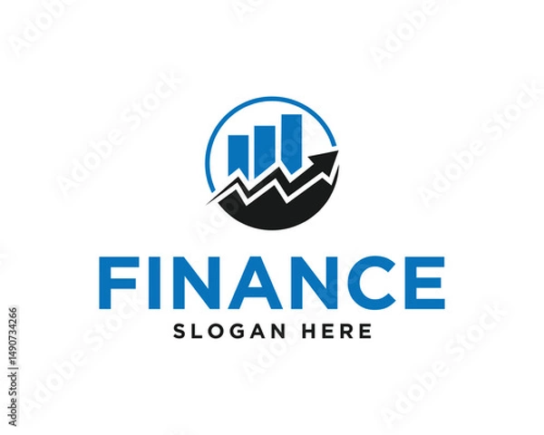 Fototapeta Blue finance investment vector template illustrating growth and success within circular design promoting financial services expertise