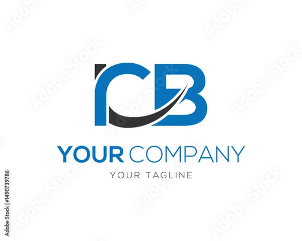 Fototapeta Professional vector logo template featuring interlocking letters ICB for company branding with modern minimalist design
