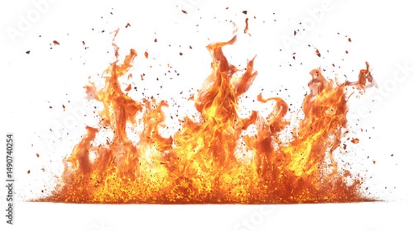 Fototapeta Dynamic and Striking Flames in Motion Captured Against a Black Background