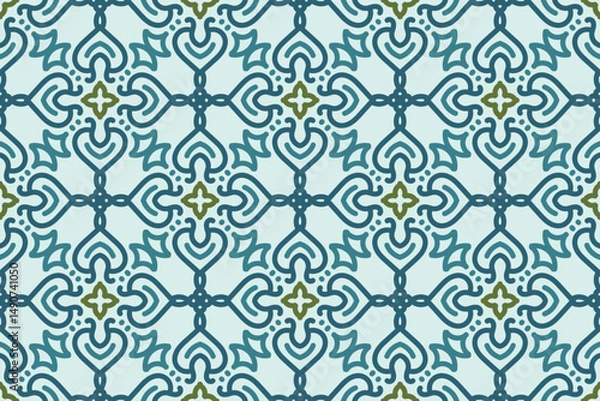Obraz oriental pattern. blue, white and gold background with Arabic ornaments. Pattern, background and wallpaper for your design. Textile ornament. Vector illustration