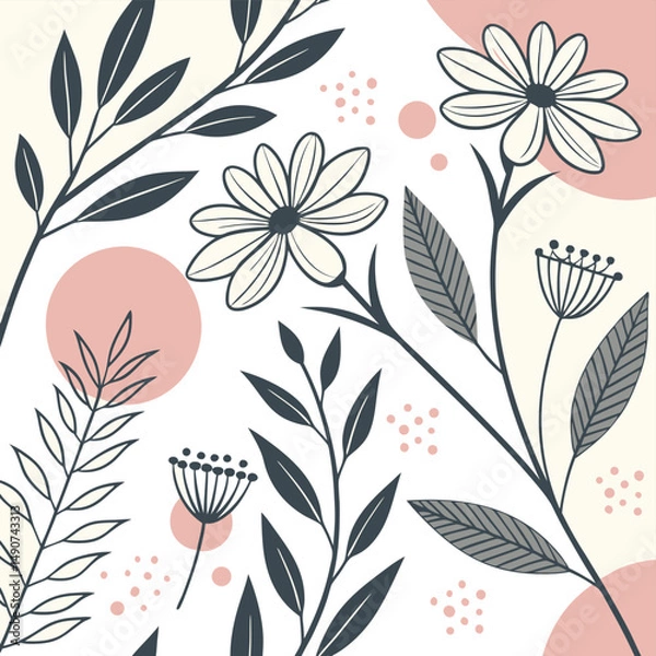 Fototapeta Beautiful flower-themed infographic vectors including charts, icons, and timelines. Perfect for gardening, botanical presentations, wedding invites, and nature projects.