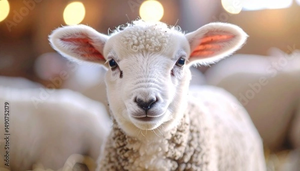 Obraz Cute Lamb in Barn.