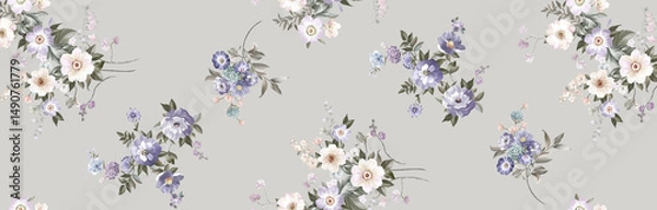 Obraz Enchanting Hand Drawn Floral and Scrollwork Pattern Illustrations