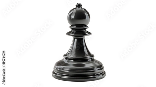 Fototapeta A sleek black chess pawn, symbolizing strategy and intellect in a game of chess.
