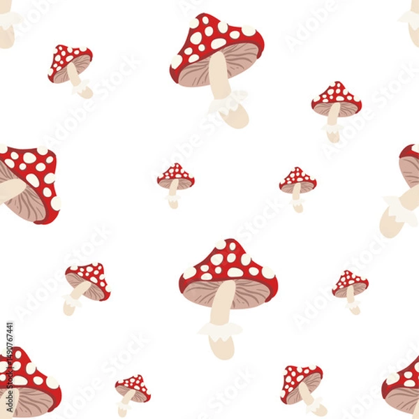 Fototapeta seamless vector pattern with toadstool
