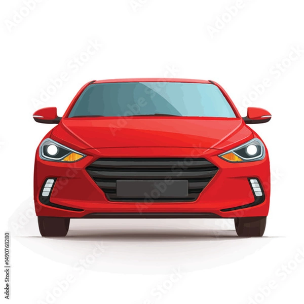 Obraz Sleek red car portrait illustration